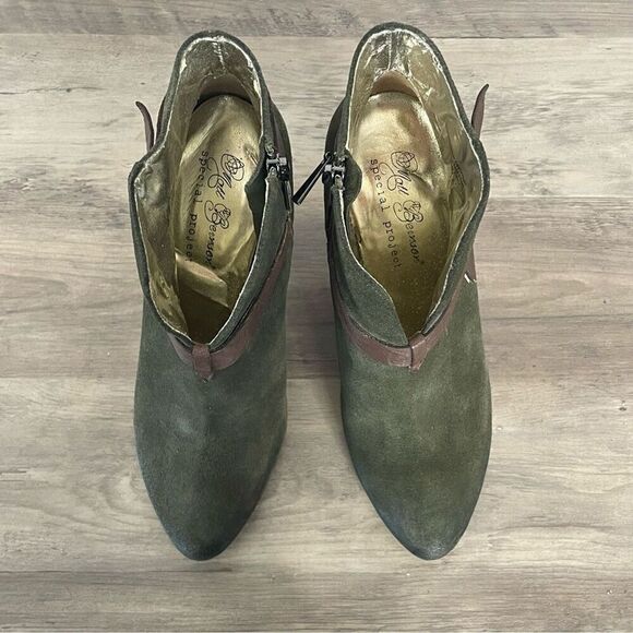 MATT Bernson Special Project Olive Green Suede Leather Ankle Boots Booties - Picture 13 of 15